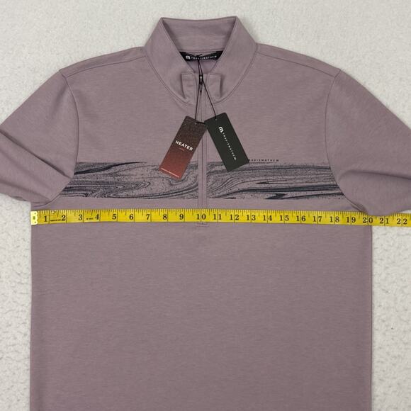 Travis Mathew Mens S Swell Season 1/4 Zip Golf Pullover Heather Mauve ECO NWT - Picture 5 of 11